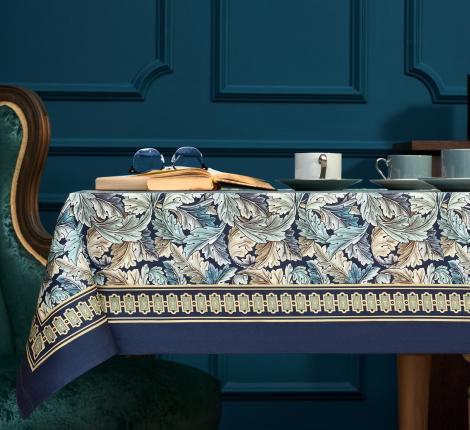 Скатерть с пропиткой "ЛИСТЬЯ МОРРИСА" 140х300 см, синий