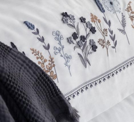 Постельное бельё "DANTELA VITA" сатин с вышивкой VERIA (антрацит), Евро