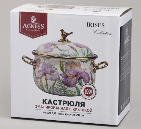 Кастрюля эмалированная с крышкой AGNESS "ФЛАНДРИЯ", 3,8 л