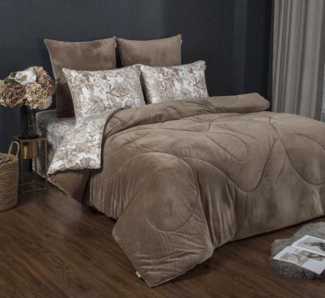 Постельное белье с одеялом "Kazanov.A." Голди (бежевый пудра) Велюр/Egypt Cotton, Евро