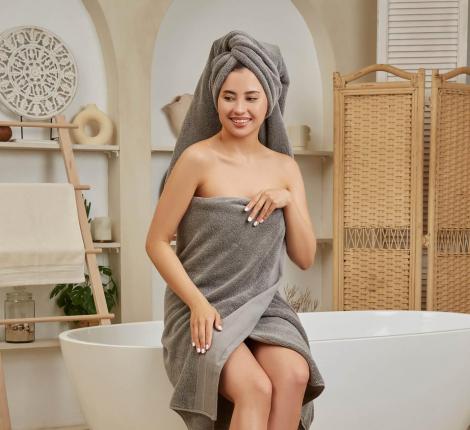 Полотенце банное Шанти 76х142, оловянный