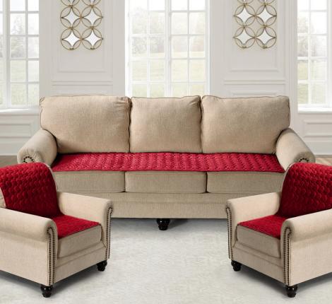 Комплект накидок &quot;Karteks&quot; на диван 70х210 и два кресла 70х150 Соты, бордовый