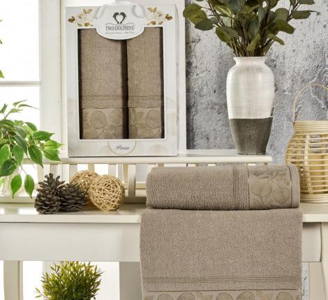 Комплект махровых полотенец "TWO DOLPHINS" (50x90/70х140) 2 шт. PENZA, серо-коричневый