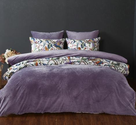 Постельное белье с одеялом "Kazanov.A." Колибри (аметист/жемчуг) Велюр/Egypt Cotton, Евро