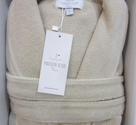 Халат мужской махровый Maison D'or  "QUATTRO" бежевый, 5XL(58)/6XL(60)
