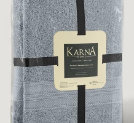 Комплект махровых полотенец &quot;KARNA&quot; SOLID 50х90/1 70x140/1, Серый