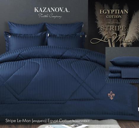 Постельное белье "Kazanov.A." Stripe Le-Man (индиго) Страйп Сатин, Евро