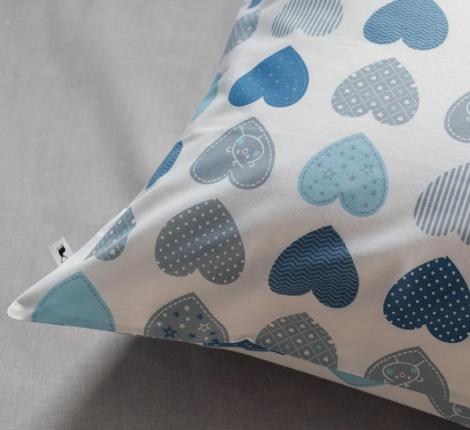 Постельное белье "Siberia" Сердечки (синий) Ранфорс, 1,5 спальный