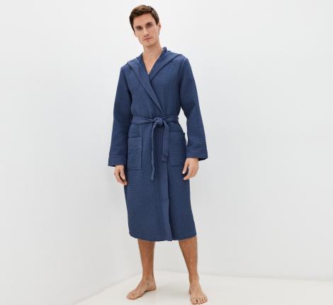 Мужской халат вафельный с капюшоном "Sofi de Marko" Гамлет (синий), S
