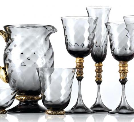 Набор бокалов для вина 6 штук "MARAIS" муранское стекло, высота 21,8 см