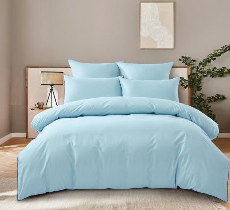 Постельное бельё "KARTEKS" сатин однотонный с кантом HK-06 (голубой), Евро