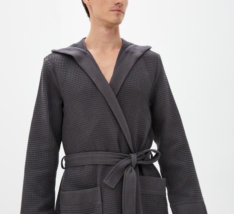 Мужской халат вафельный с капюшоном "Sofi de Marko" Гамлет (антрацит), S