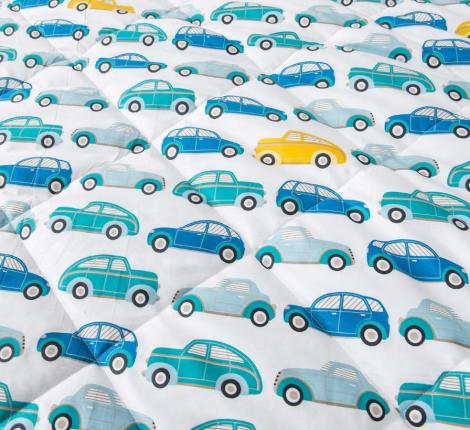 Постельное белье с одеялом детское "Sofi de Marko" Авто Чайка (белый) Сатин, 1,5 спальный