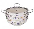 Кастрюля эмалированная со стеклянной крышкой "FLOWER STORY", 2,8 л