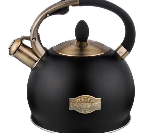 Чайник со свистком "ТЮДОР" 937-820, 3,0 л (чёрное золото)