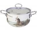 Кастрюля эмалированная со стеклянной крышкой "FAMILY HOUSE", 2,8 л