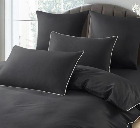 Постельное бельё "KARTEKS" сатин однотонный с кантом HK-08 (тёмно-серый), Евро