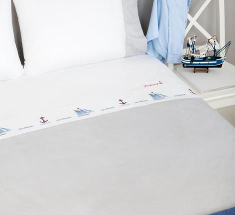 Постельное бельё Luxberry &quot;SEA DREAMS&quot; Перкаль 1,5 спальный, белый/синий
