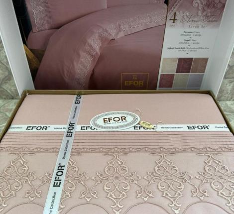 Постельное белье с гипюром EFOR RANFORCE "ALMILA NG-45" Евро, Сухая роза 