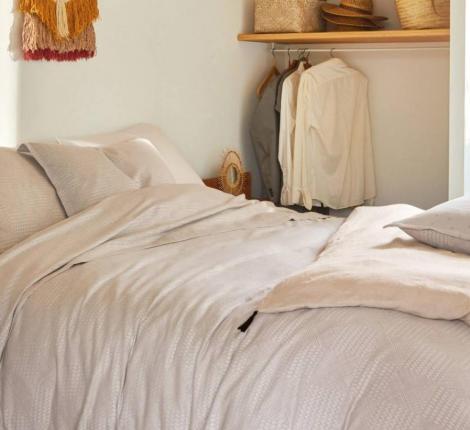 Постельное бельё "Blanc des Vosges" GRAMINES CRÈME жаккард метис, Евро