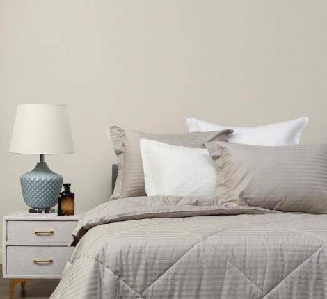 Постельное белье с одеялом "Sofi de Marko" Федерико (бежевый) Страйп Сатин, Евро