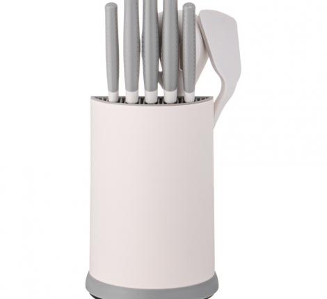 Набор кухонных ножей (5 шт.) и приборов "AGNESS" 671-211, 9 предметов (серый)