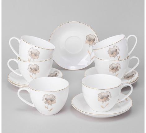 Чайный набор "INSPIRATION" ЗОЛОТОЙ ЦВЕТОК на 6 персон, 12 предметов (260 мл)
