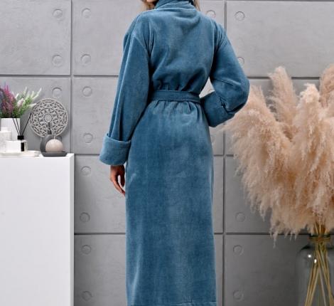 Халат женский трига с капюшоном "AMBIELLA A-1215" бирюзовый, L/XL