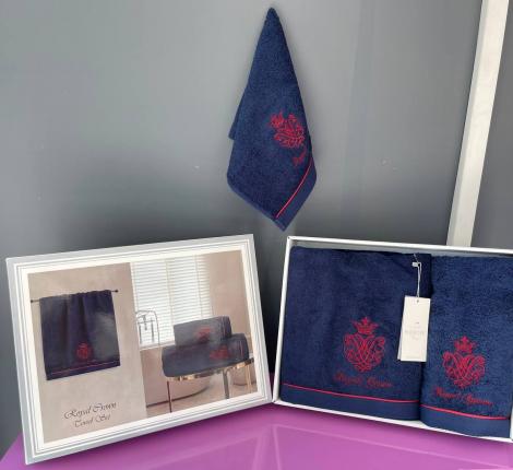 Комплект махровых полотенец  30x50-50x100-85x150 Maison D'or "ROYAL", синий