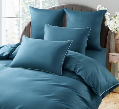 Постельное бельё "KARTEKS" сатин однотонный с кантом HK-07 (тёмно-зелёный), Евро