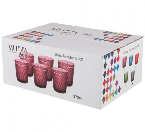 Набор стаканов для воды 6 штук "MUZA COLOR" ГРАНАТ 781-164, 280 мл