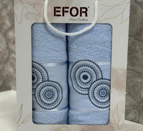 Набор махровых полотенец EFOR &quot;NOKTALI DAIRE&quot; (50*90-2шт, 70*140), голубой