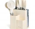 Набор кухонных ножей (5 шт.) и приборов "AGNESS", 11 предметов (белый/серый)