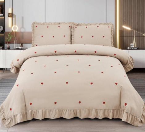 Постельное белье с вышивкой "сердце" EFOR "COTTONI Т-3" Поликоттон, Евро