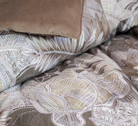 Постельное белье с одеялом "Kazanov.A." Мармарис (бежевый капучино) Велюр/Egypt Cotton, Семейный