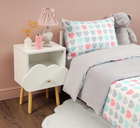 Постельное белье "Siberia" Сердечки (голубой) Ранфорс, 1,5 спальный