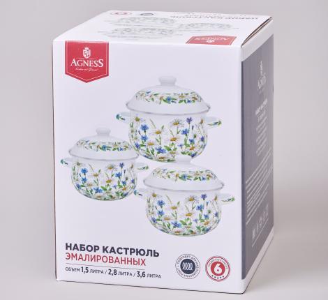Набор эмалированных кастрюль с крышкой "SENTIMENT", 6 предметов