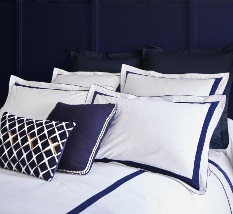 Постельное бельё "Blanc des Vosges" EGERIE BLEU CORINTHE перкаль, 1,5 спальный