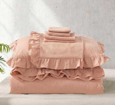 Постельное бельё "KARTEKS" VJ-09 варёный жаккард с рюшей, 2 спальный