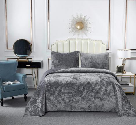 Покрывало "Sofi de Marko" Патрисия (серая 1) Велюр, 160х220