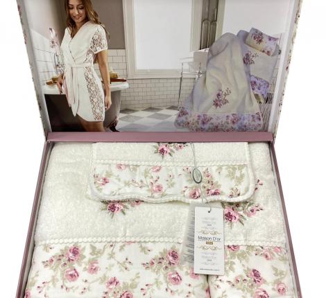 Комплект полотенец 30*50/50*100/70*140 Maison D'or "LADY ROSES", кремовый