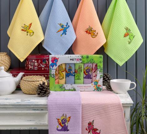 Салфетки вафельные "METEOR" 30х50 (6 шт.) СИМВОЛ ГОДА, цветной