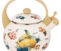Чайник эмалированный со свистком "ФРУКТЫ", 2,2 л