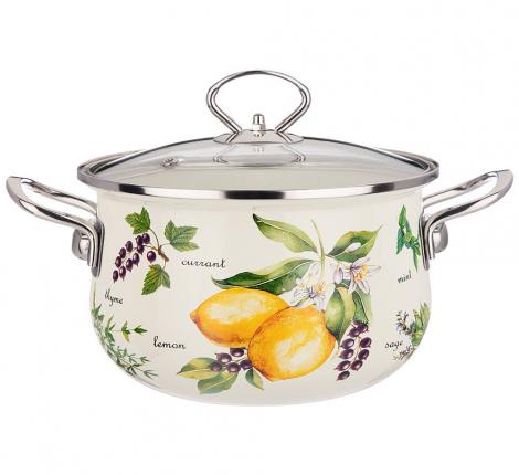 Кастрюля эмалированная с крышкой "СЕКРЕТНЫЕ ИНГРЕДИЕНТЫ", 2,8 л