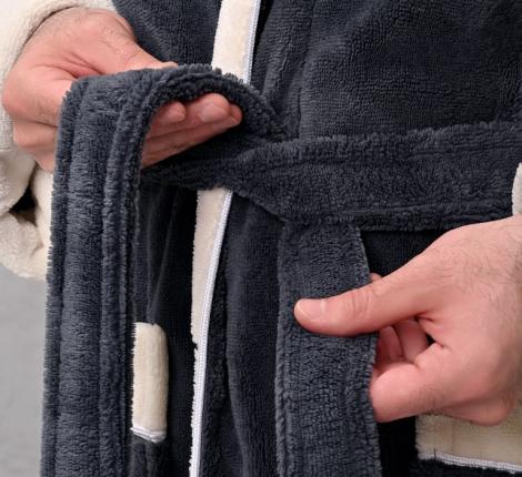 Халат мужской трига с капюшоном "AMBIELLA A-1125" антрацит, L/ХL