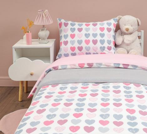 Постельное белье "Siberia" Сердечки (розовый) Ранфорс, 1,5 спальный