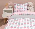 Постельное белье "Siberia" Сердечки (розовый) Ранфорс, 1,5 спальный