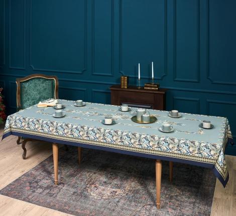 Скатерть с пропиткой "ЛИСТЬЯ МОРРИСА" 140х300 см, синий