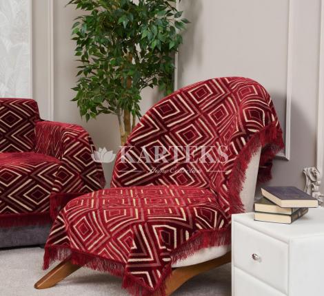 Комплект покрывал "Karteks" на диван 160х220 и два кресла 90х160 РОМБ, бордовый