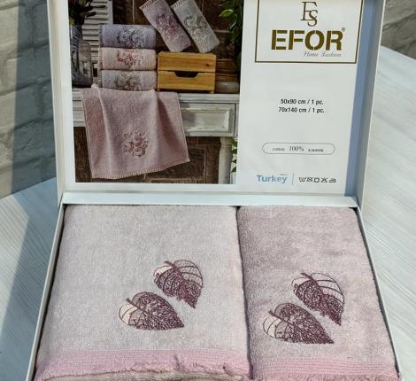 Набор махровых полотенец EFOR &quot;LEAF TIME&quot; (50*90,70*140), сухая роза 